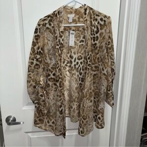 Chico's Animal Print Open Cardigan NEW